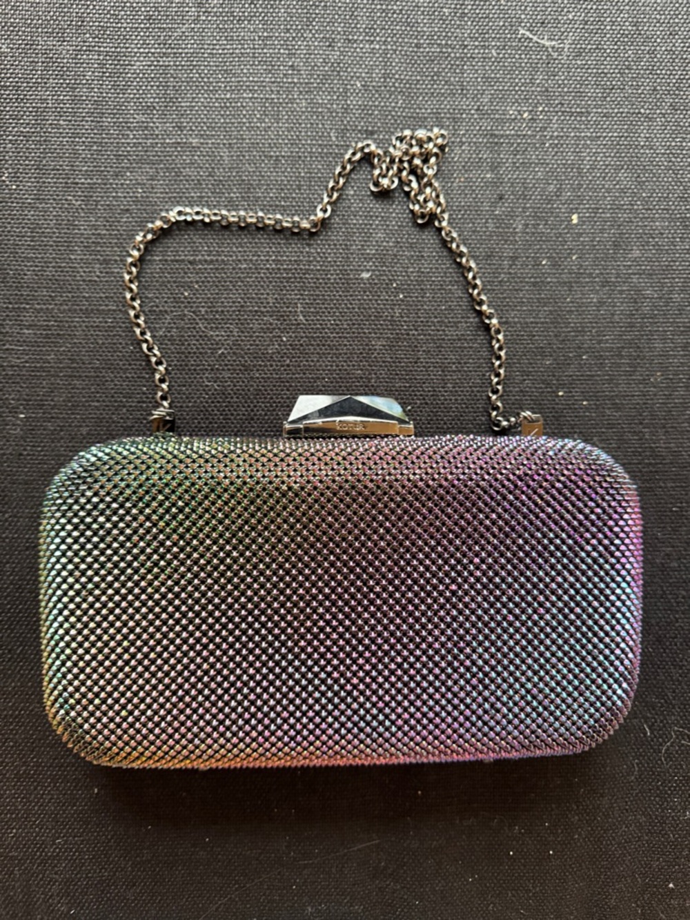 Iridescent Multicolor Evening Clutch with Chain Strap